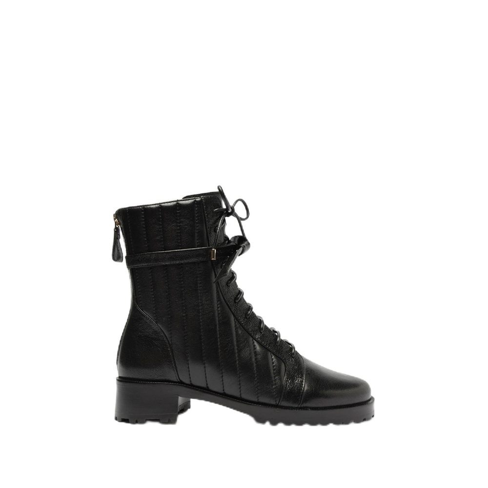 Quilted Clarita Combat Bootie Black